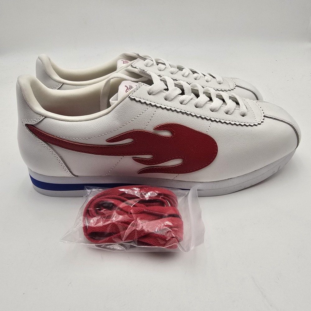 YG 4‎ Hunnid The Flame Shoes Mens Size 11 White Red Low Top Leather Sneaker New